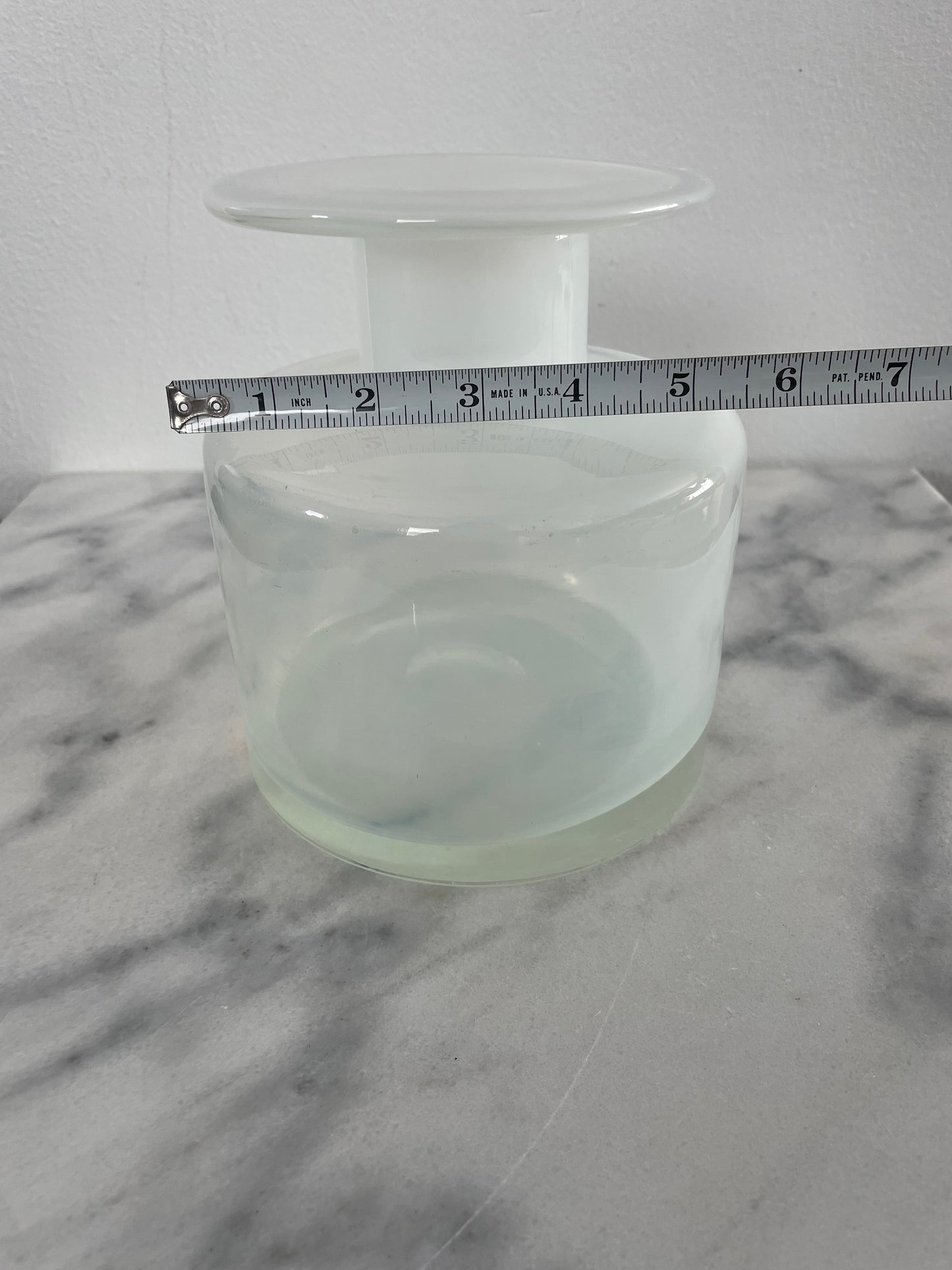 Vintage Mid-Century Scandinavian Modern White Blown Glass Gul Vase