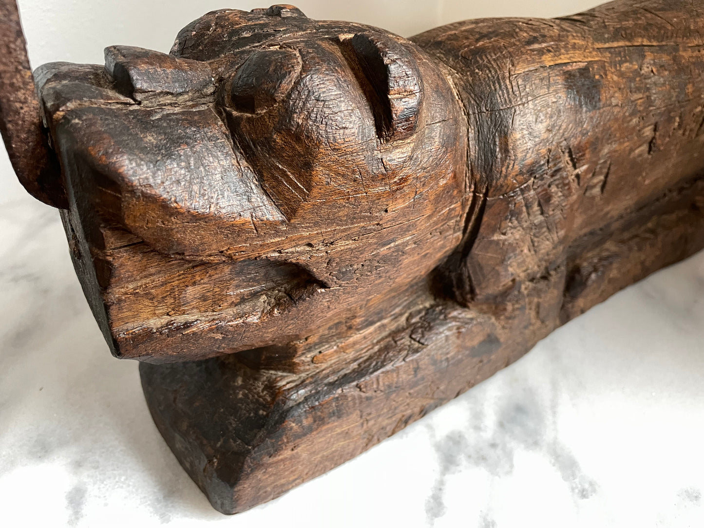 Early 20th Century Hand Carved Mythical Beast Coconut Splitter