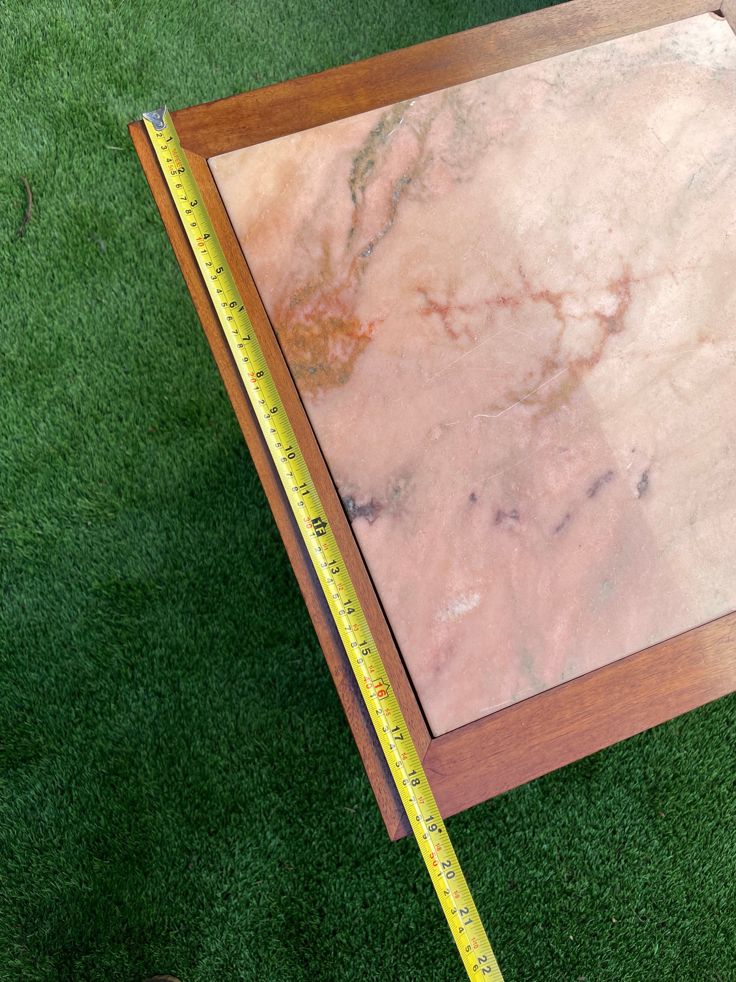 Mid 20th Century Mid-Century Modern Marble and Walnut Side Table