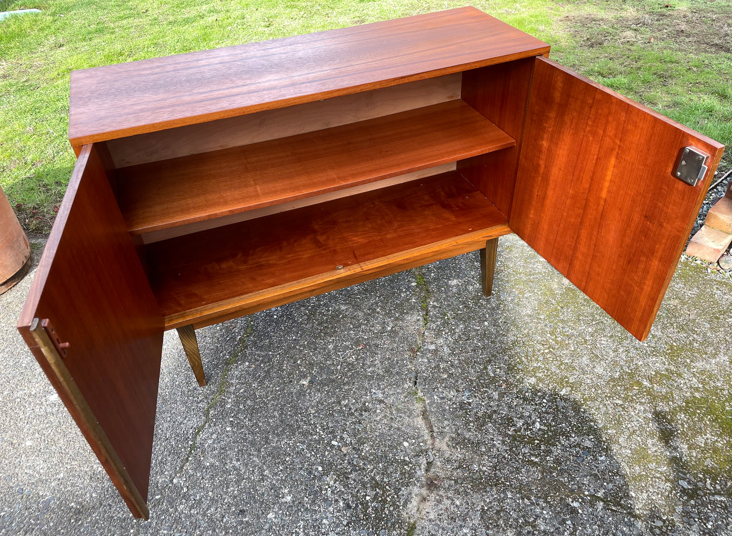 1960s Mid-Century Danish Modern Teak Sideboard Credenza With Lock and Key