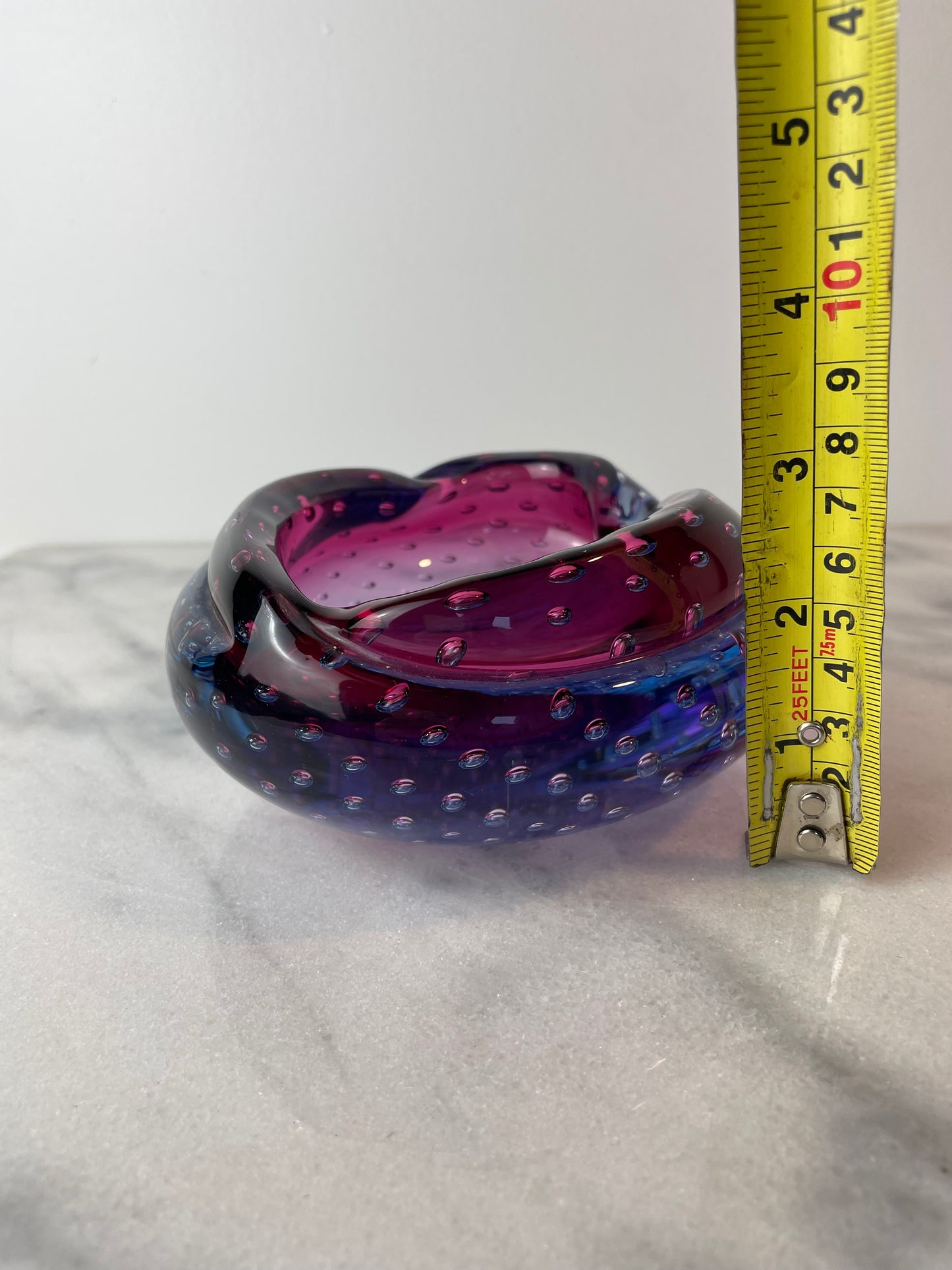 Vintage Murano “Bullicante” Controlled Bubble Art Glass Ashtray Attributed to Seguso, 1950s–1960s