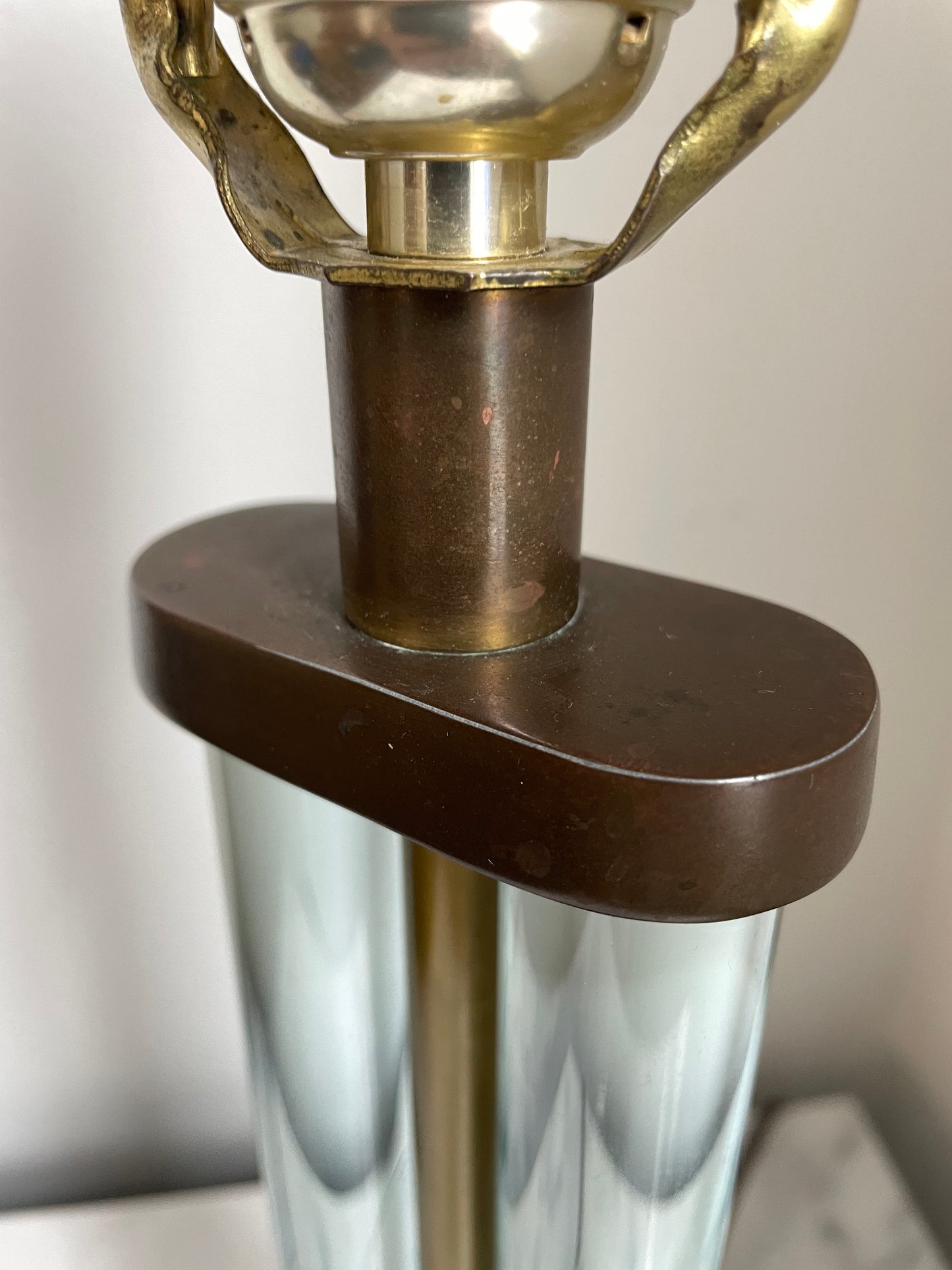 1940s Art Deco Glass and Nickel Table Lamp by Gilbert Rohde for MSLC