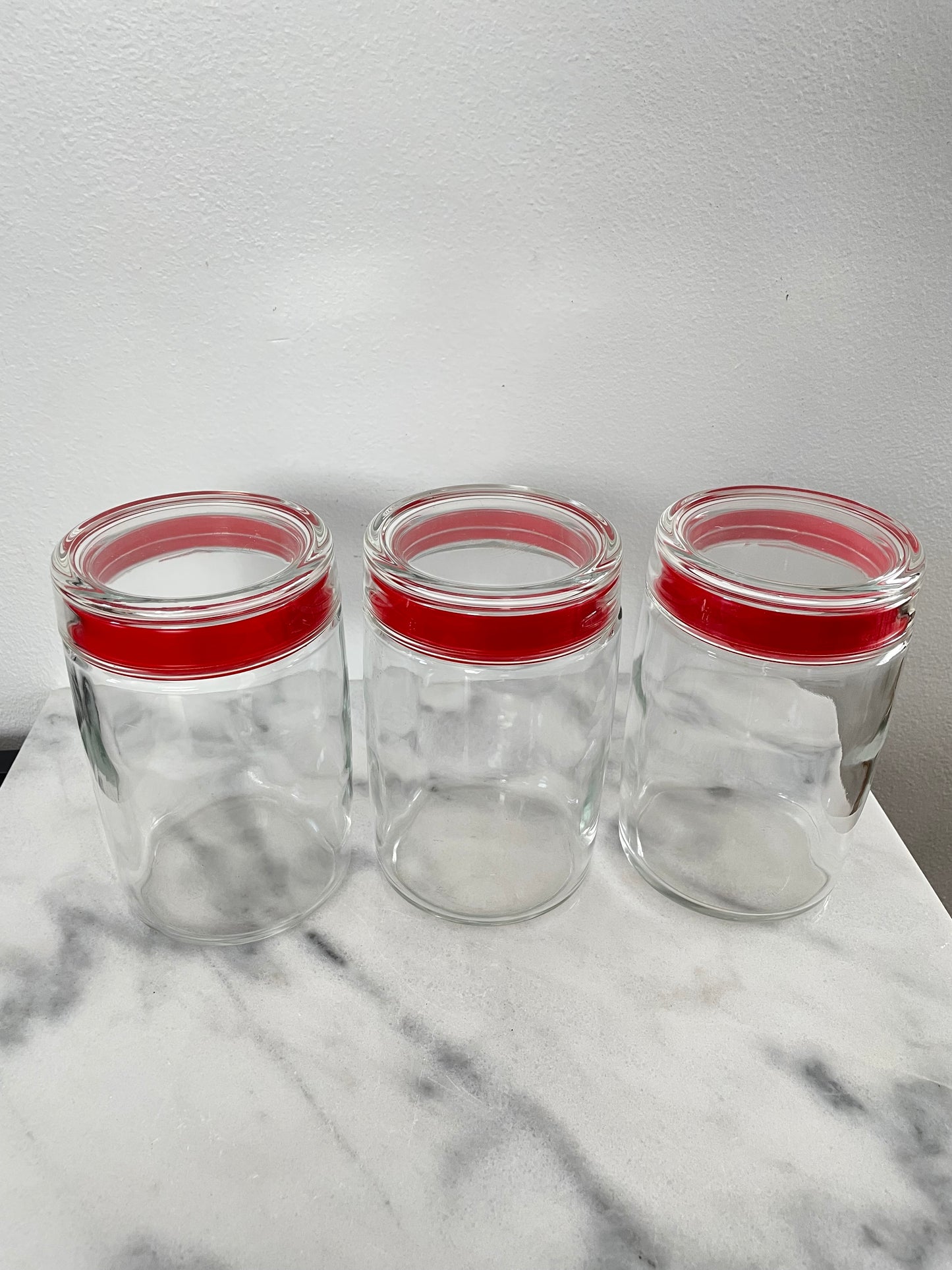 Vintage Post Modern Bormioli Rocco Italy Storage Jars - Set of 3