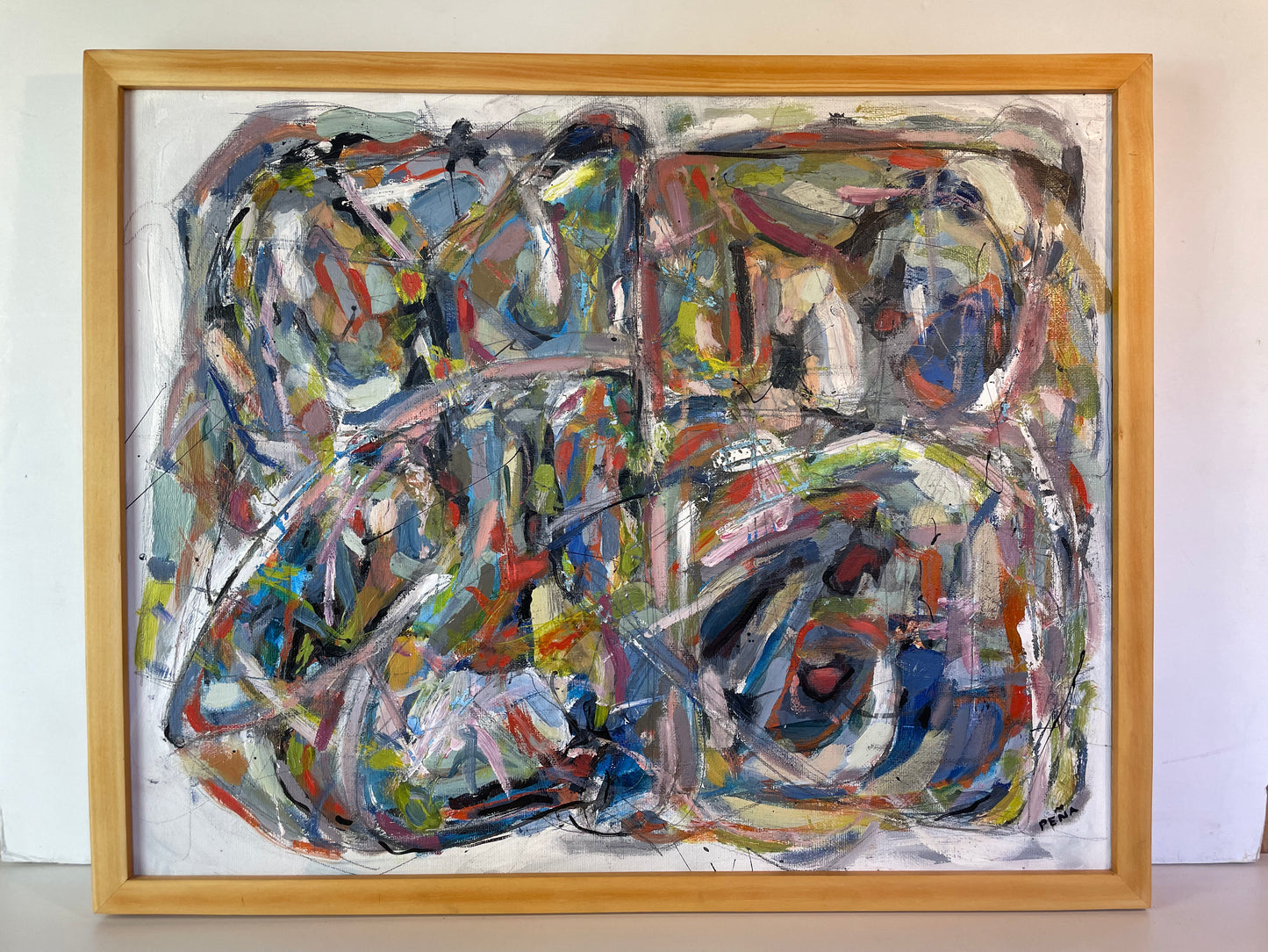 Abstract Expressionist Acrylic on Canvas Panel by Francisco Peña