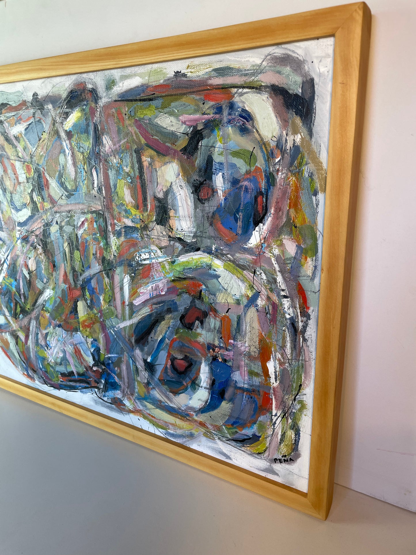 Abstract Expressionist Acrylic on Canvas Panel by Francisco Peña