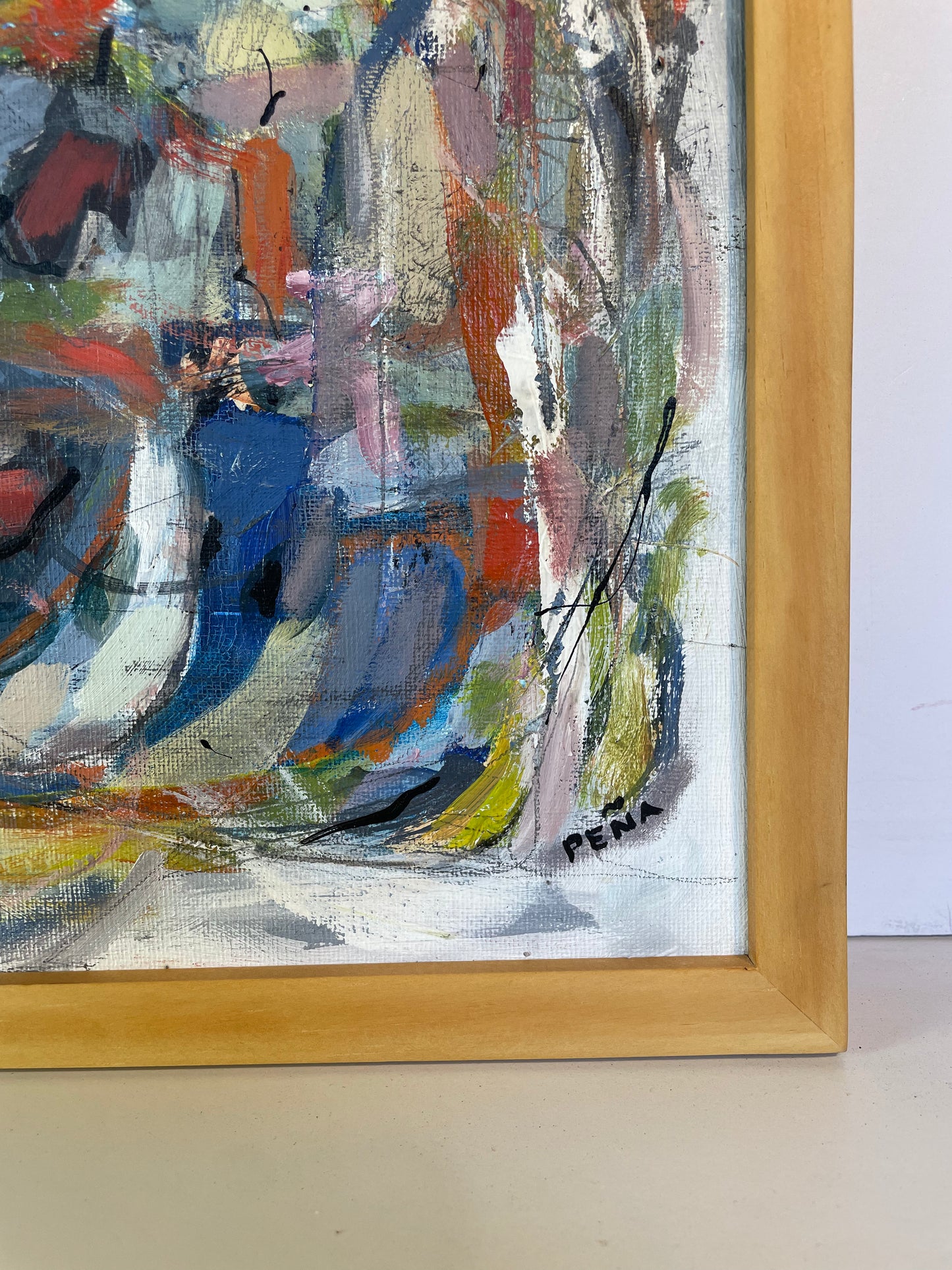 Abstract Expressionist Acrylic on Canvas Panel by Francisco Peña