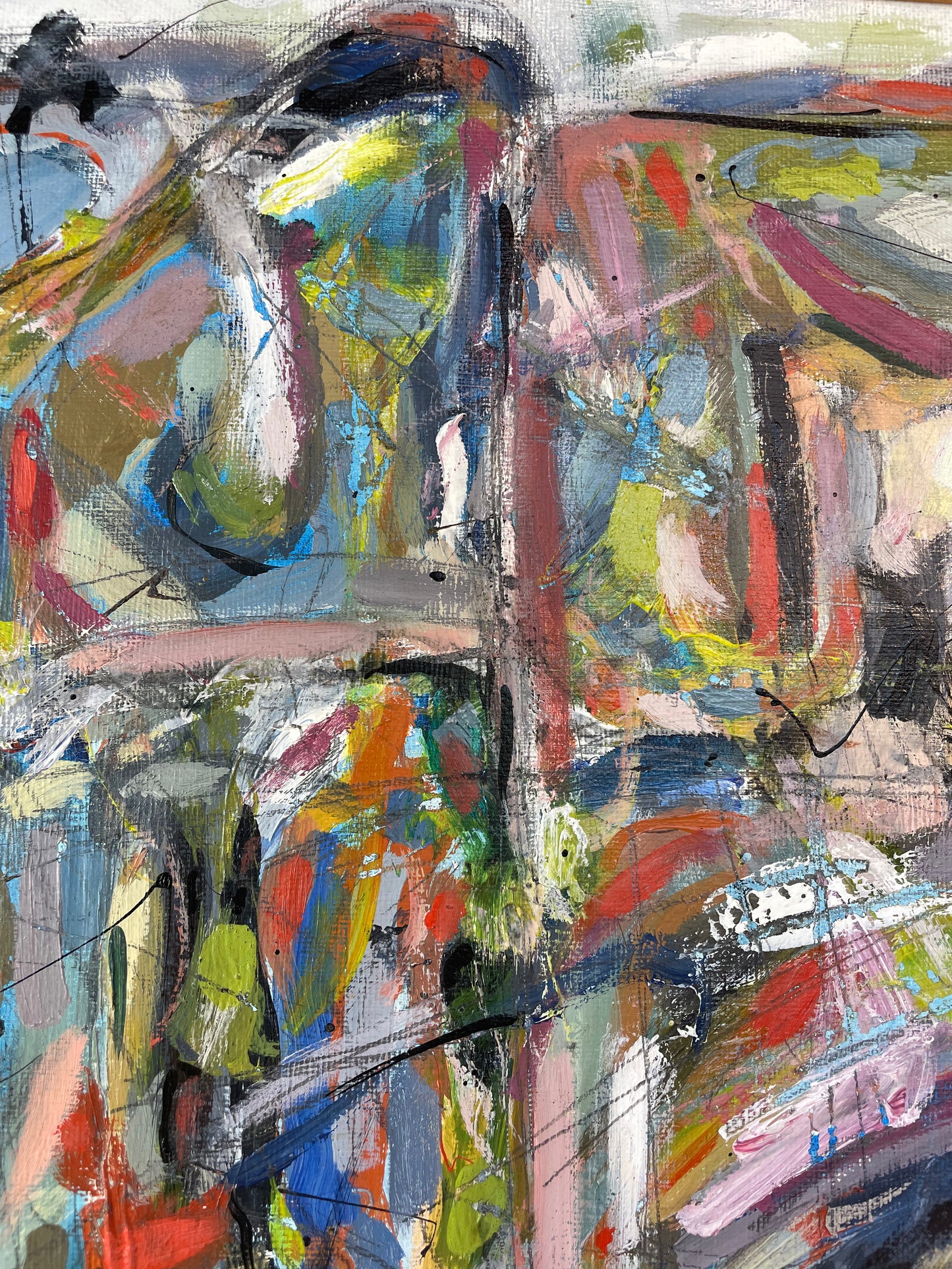 Abstract Expressionist Acrylic on Canvas Panel by Francisco Peña