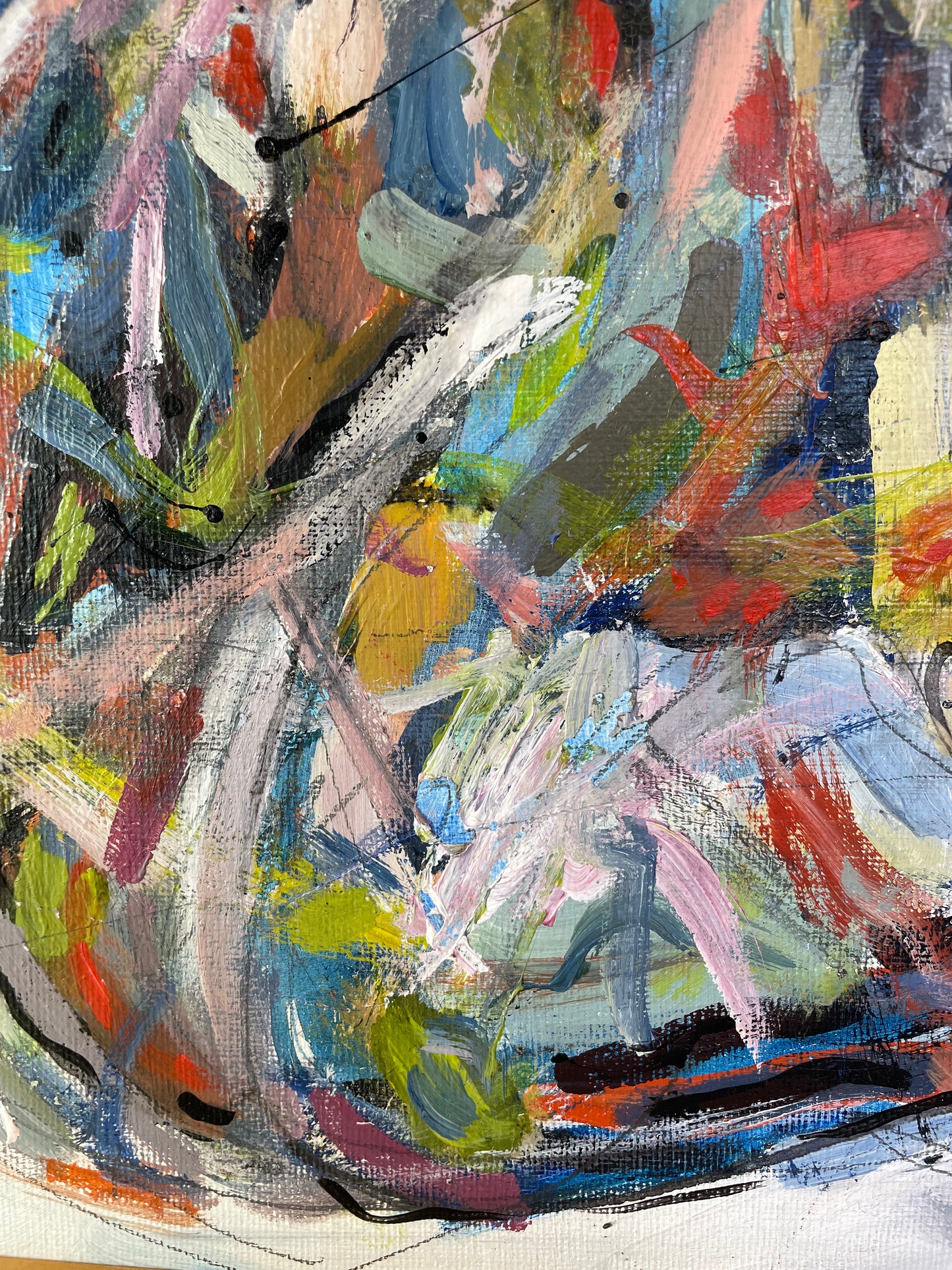 Abstract Expressionist Acrylic on Canvas Panel by Francisco Peña