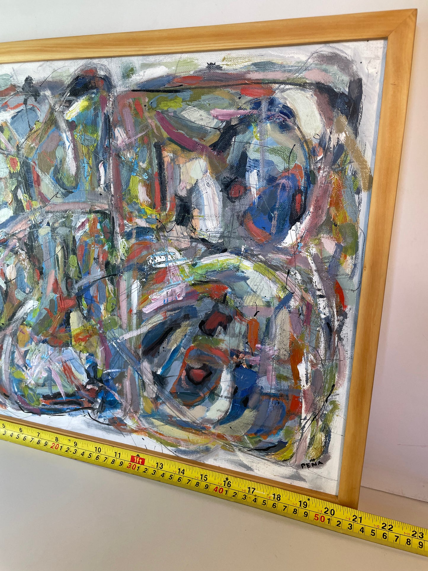 Abstract Expressionist Acrylic on Canvas Panel by Francisco Peña