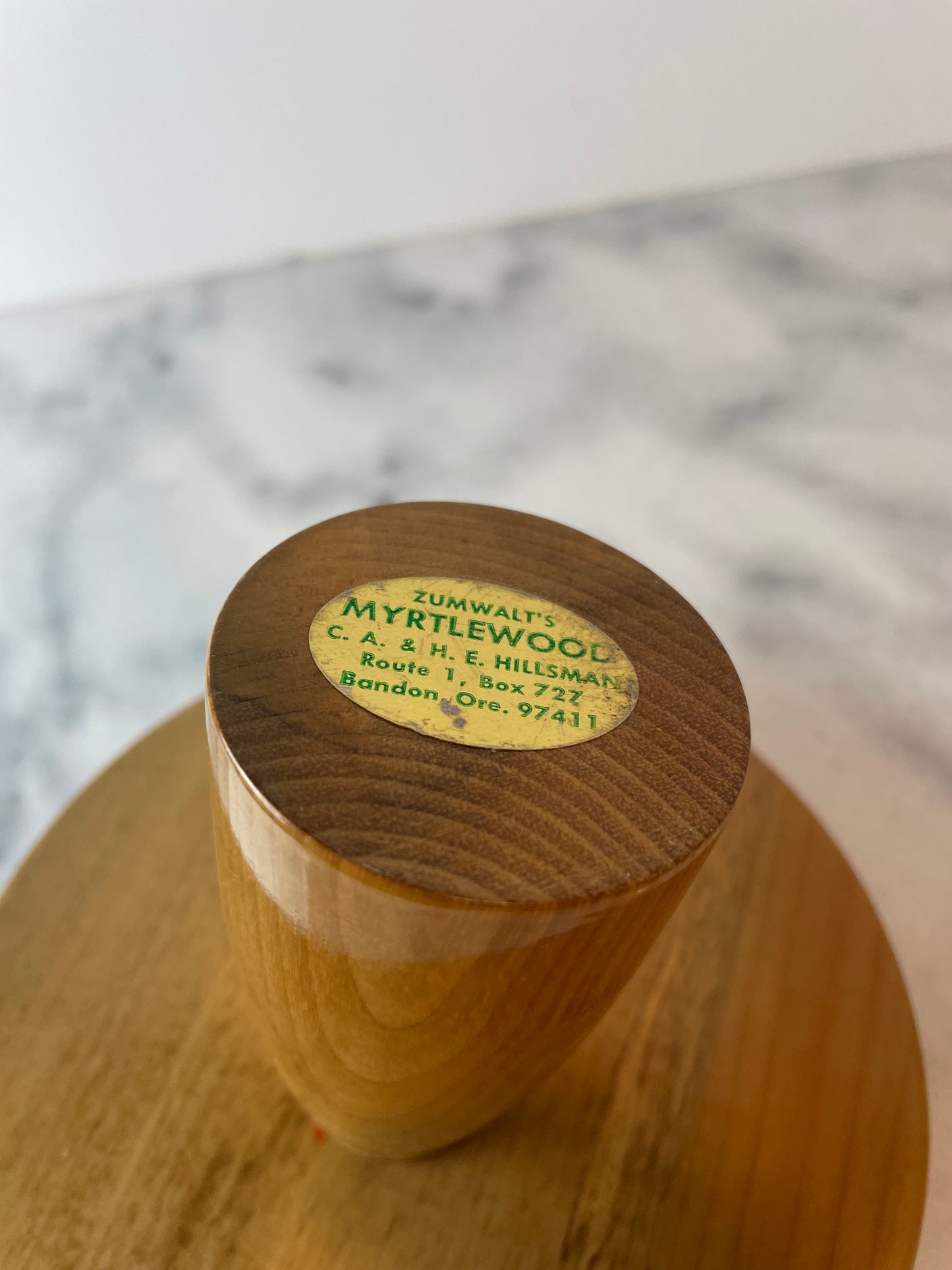 Vintage Oregon Myrtlewood Mushroom Sculpture — Zumwalt’s Myrtlewood, Bandon Or