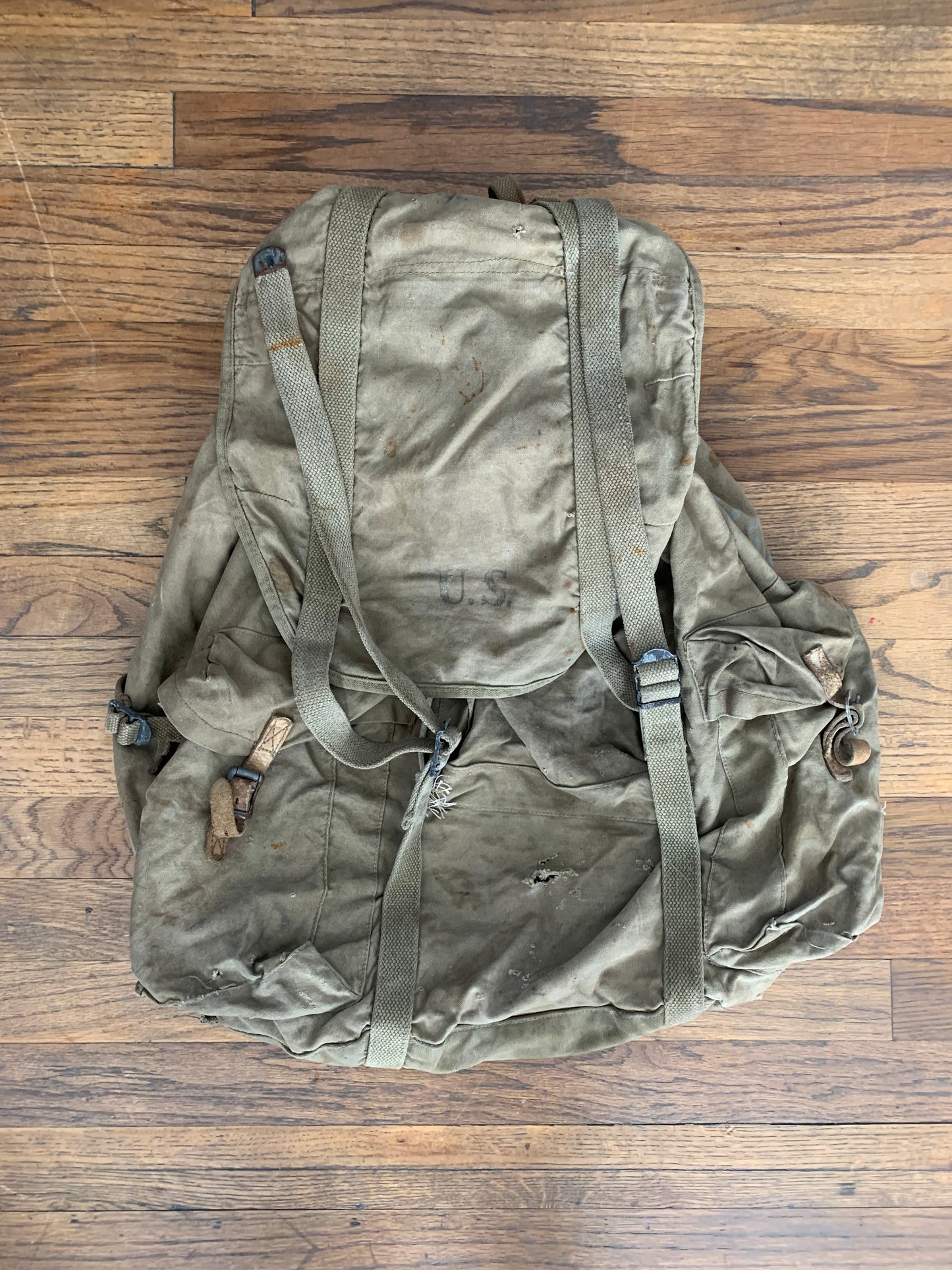 1943 WWII Era Military Rucksack with Stenciling