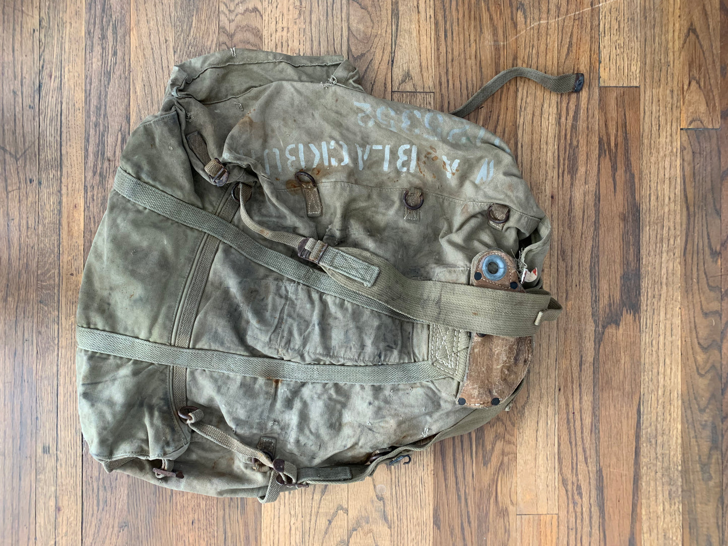 1943 WWII Era Military Rucksack with Stenciling