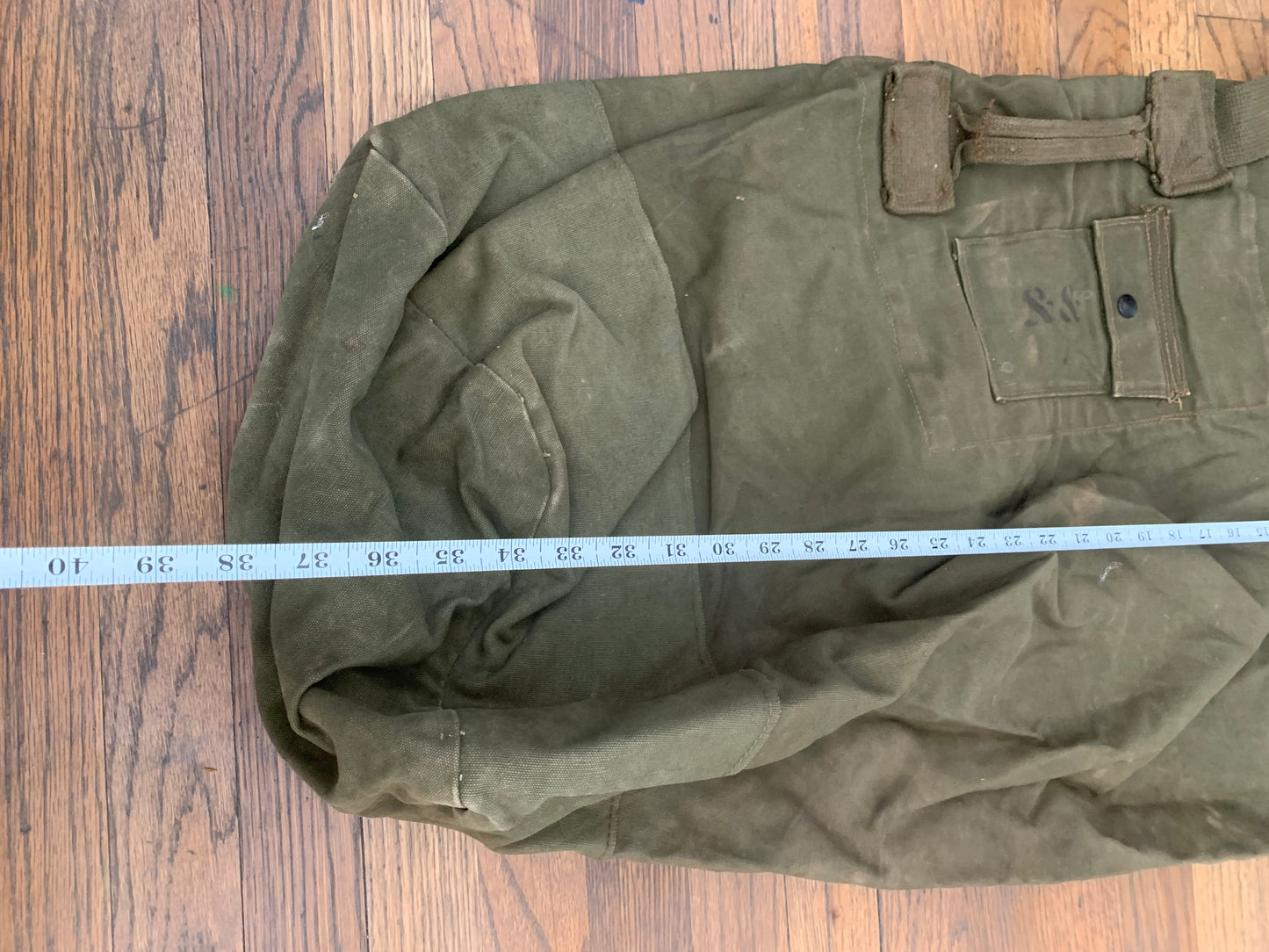 Vintage Military Duffel with Stenciling