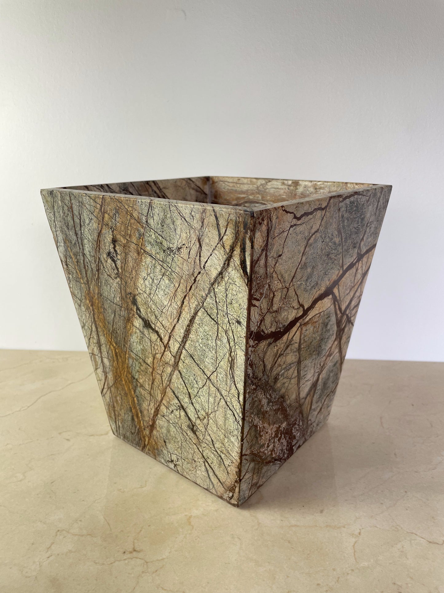 Post Modern Rainforest Marble Tapered Waste Basket