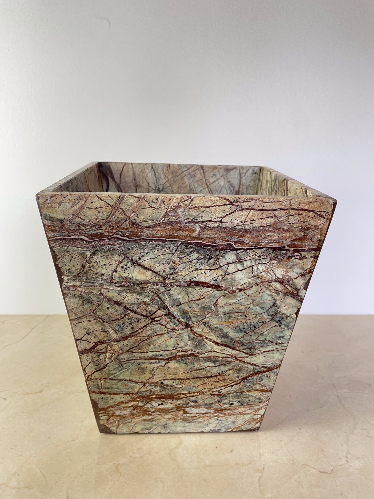 Post Modern Rainforest Marble Tapered Waste Basket