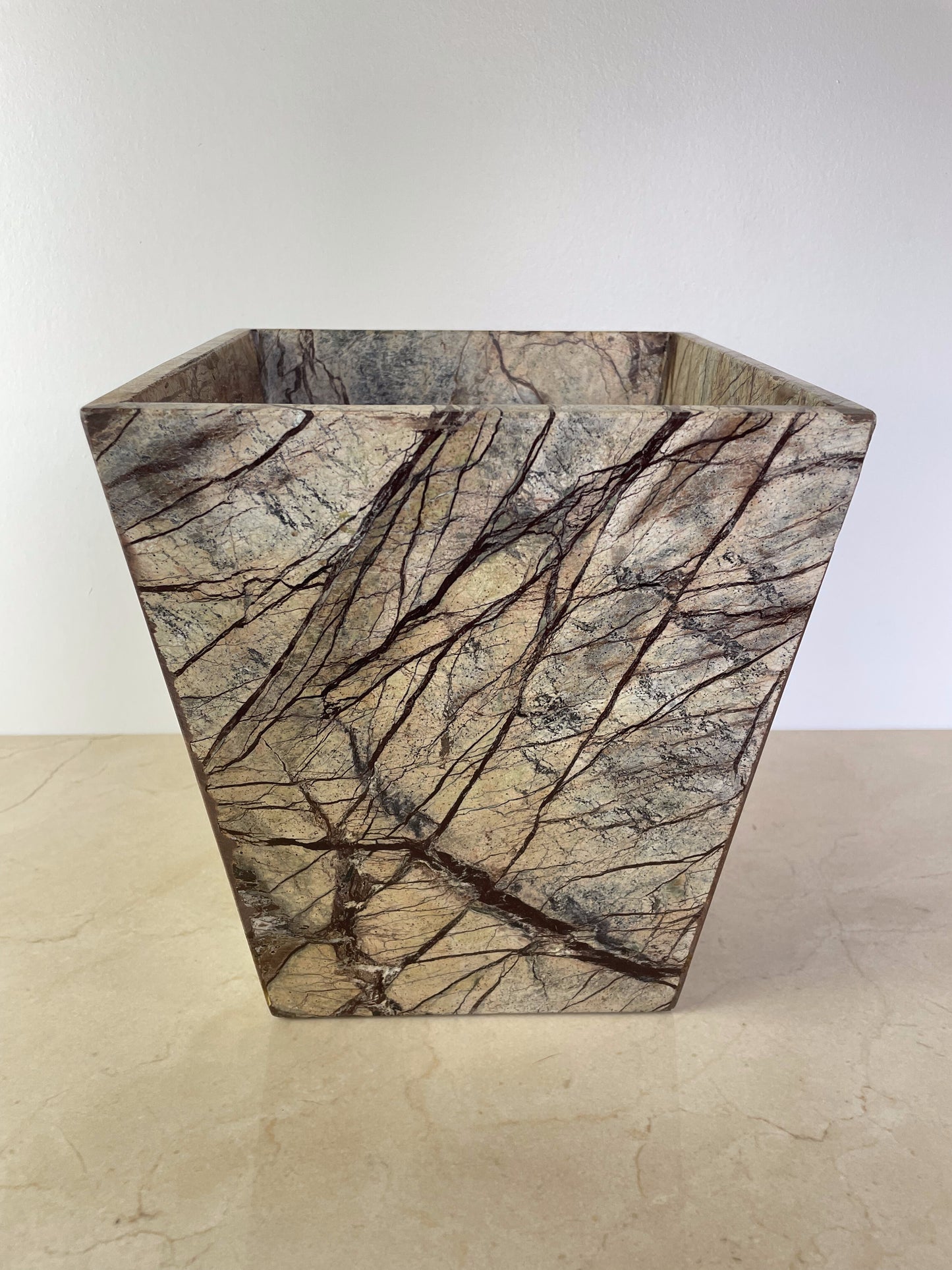 Post Modern Rainforest Marble Tapered Waste Basket