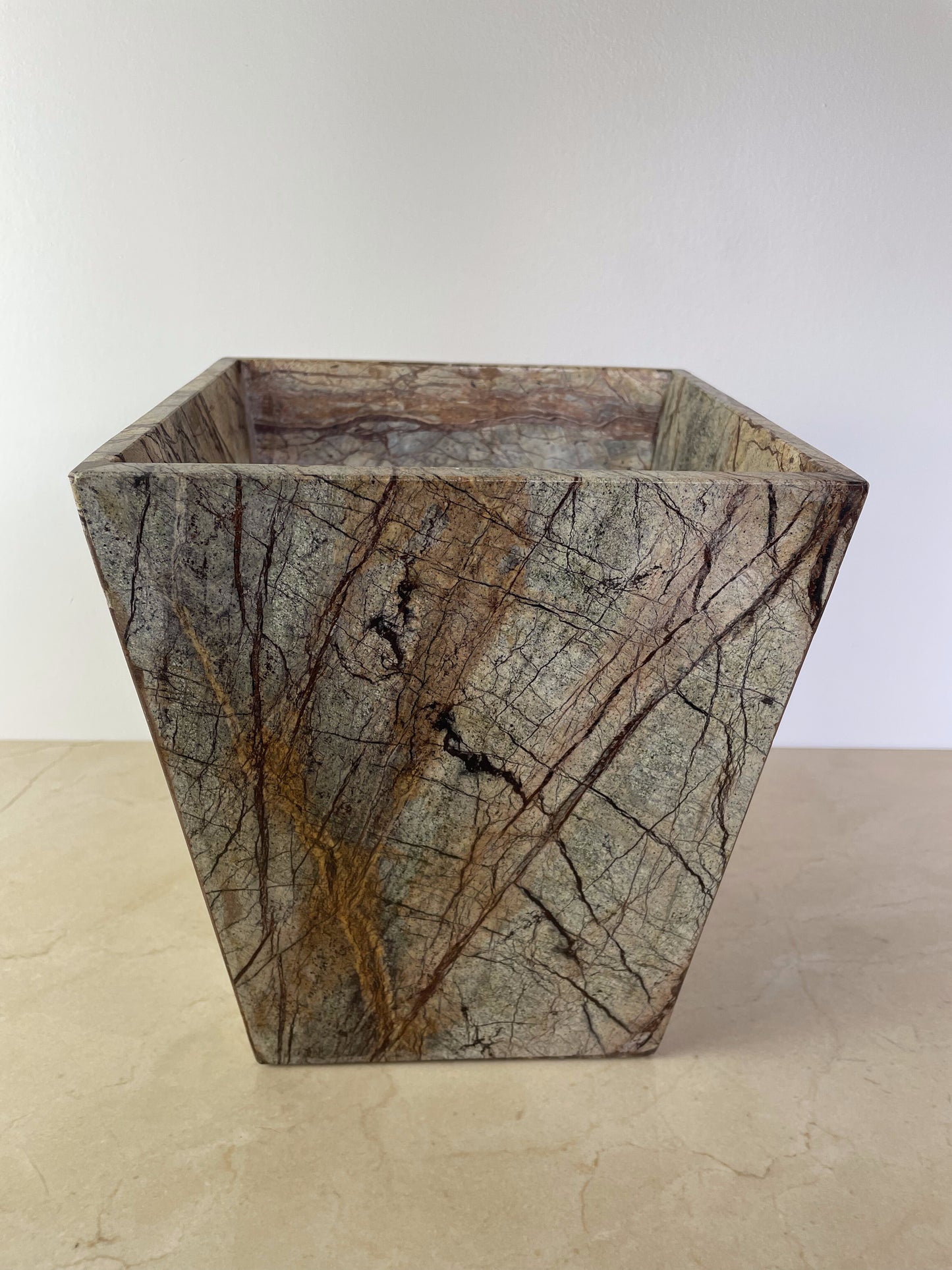Post Modern Rainforest Marble Tapered Waste Basket