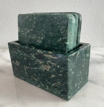 Green Marble Coasters With Storage Box