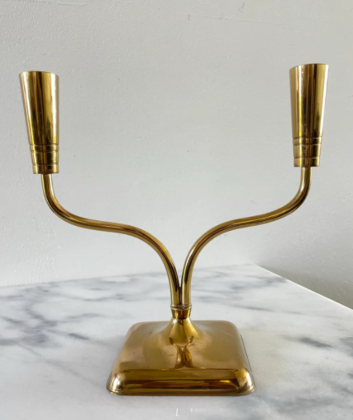 Modernist Brass Candleholder Continental Collection by Poole