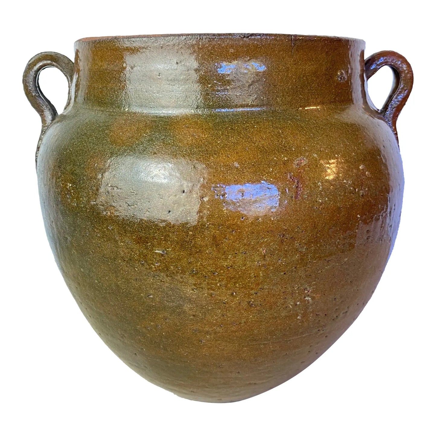 Antique French Glazed Terracotta Confit Pot, Southwest France