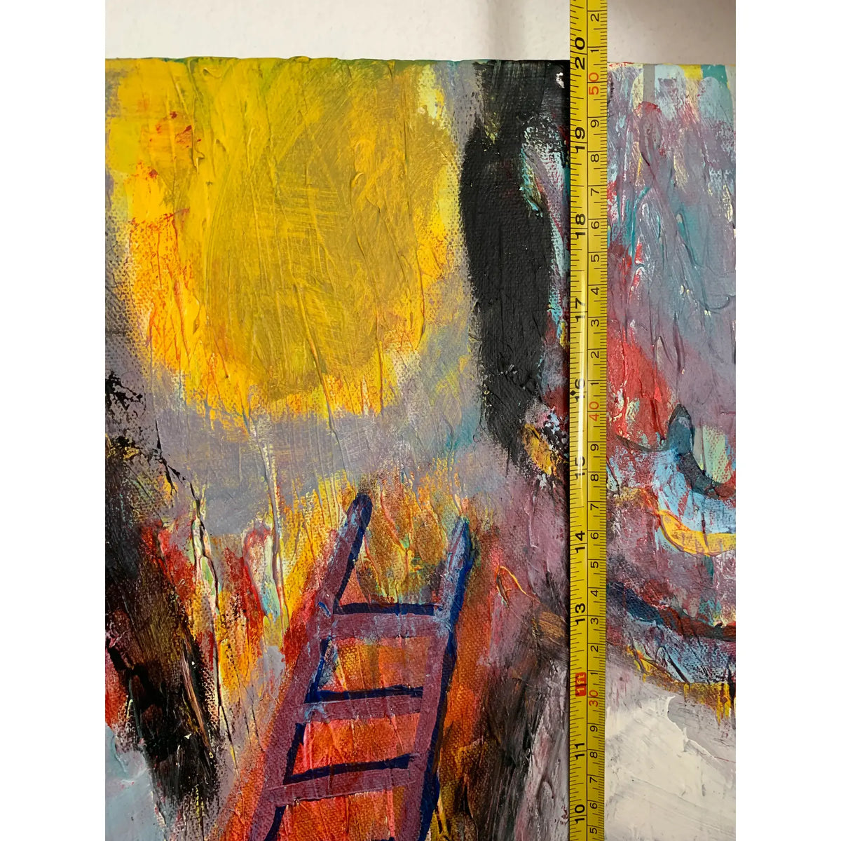Contemporary Modern Abstract Mixed-Media Painting on Canvas