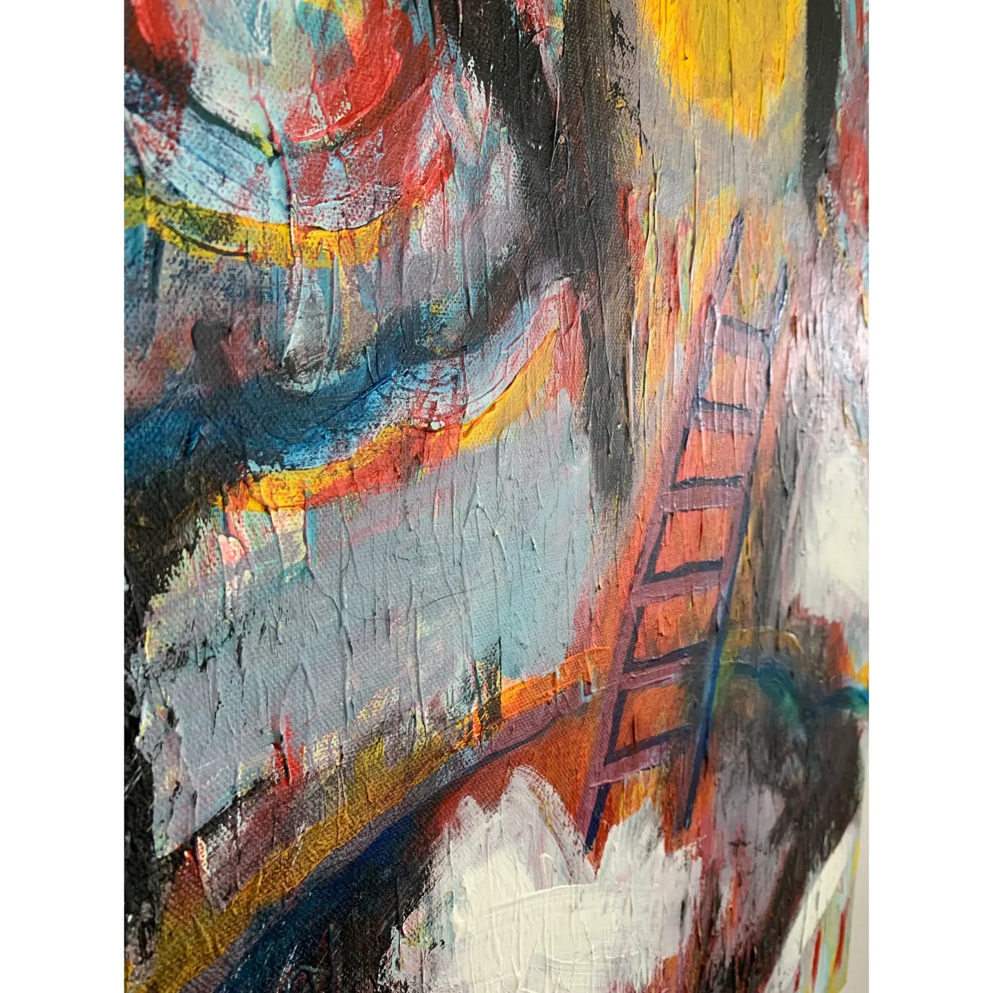 Contemporary Modern Abstract Mixed-Media Painting on Canvas
