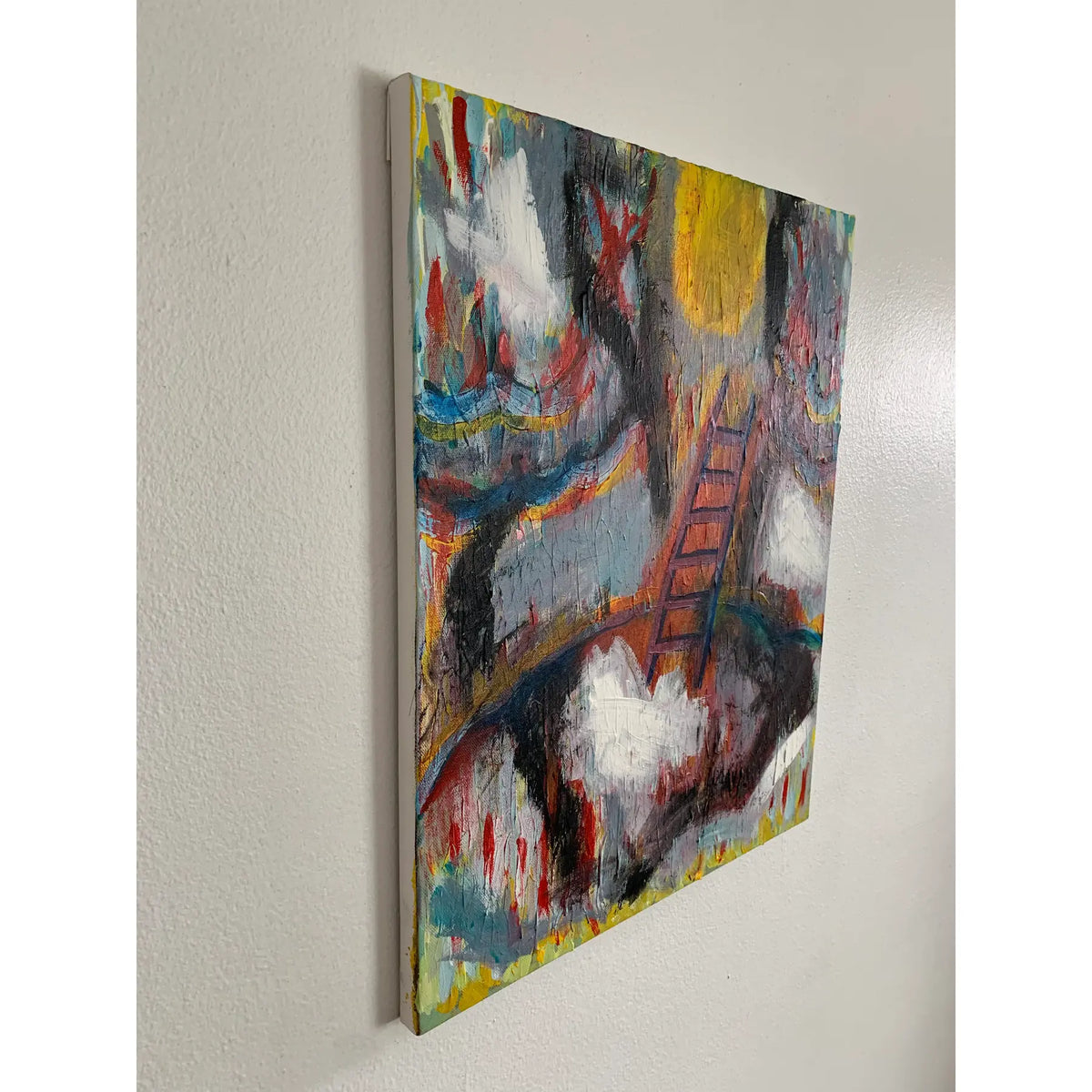 Contemporary Modern Abstract Mixed-Media Painting on Canvas