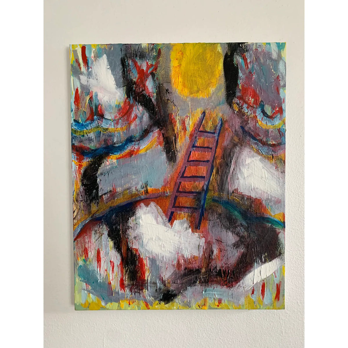 Contemporary Modern Abstract Mixed-Media Painting on Canvas