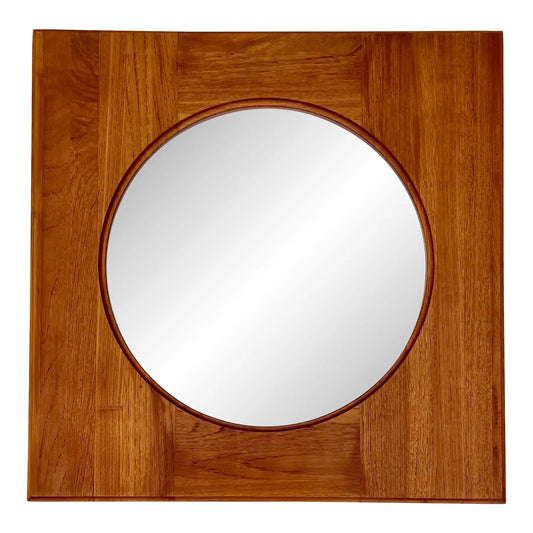 Danish Modern Teak Round Wall Mirror by Hadsten Træindustri — Scandinavian McM, 1970s