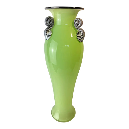 Dehanna Jones Contemporary Art Glass Vase — Signed Pale Lime Green Studio Glass