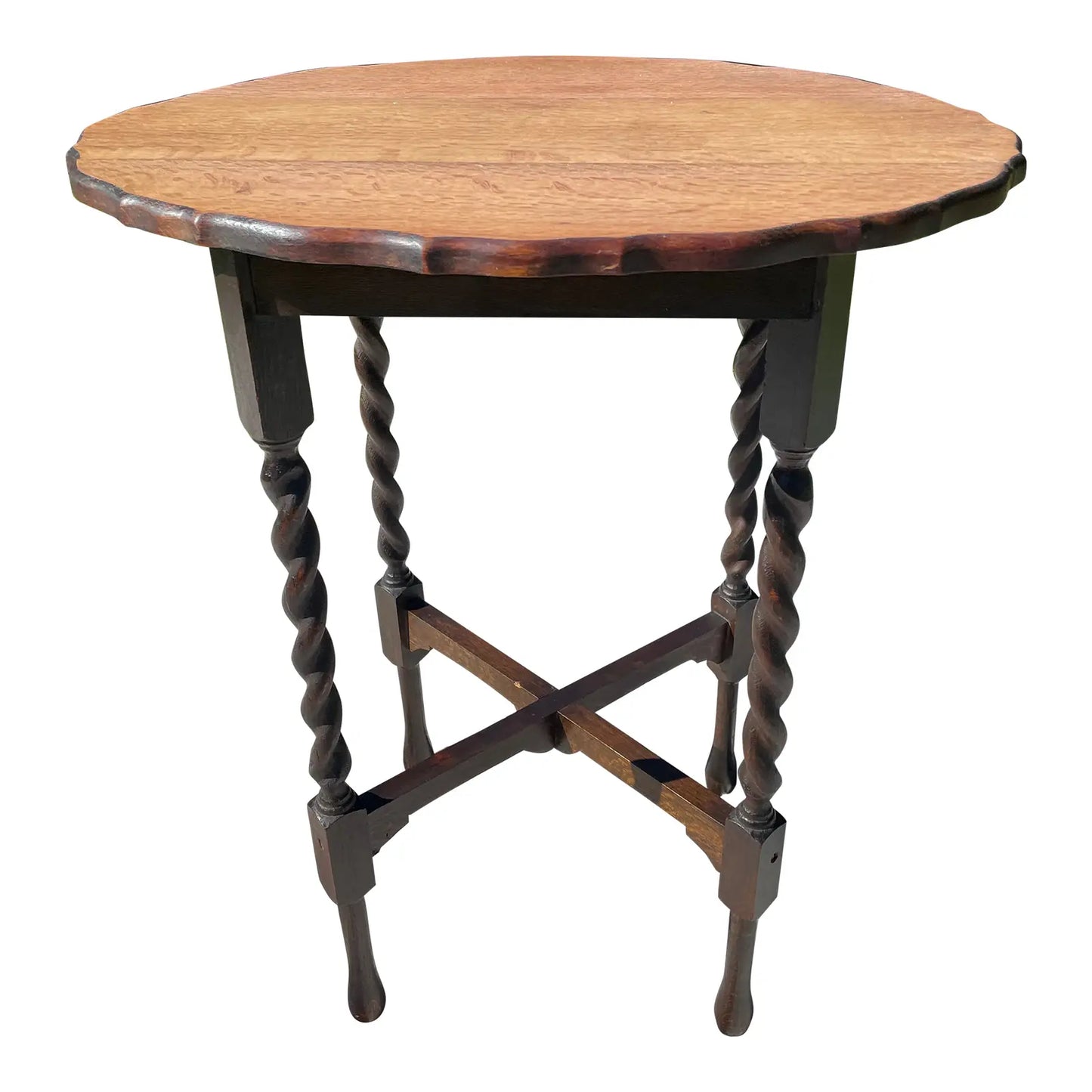 Early 20th Century Antique Oak Barley Twist Side Table