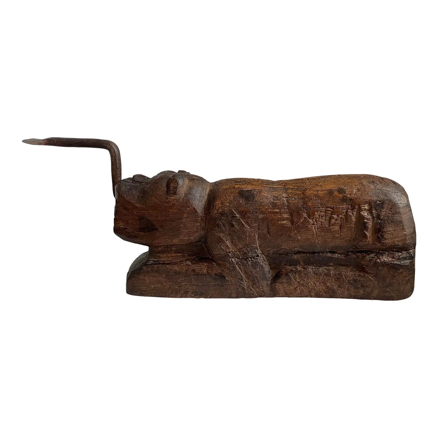 Early 20th Century Hand Carved Mythical Beast Coconut Splitter