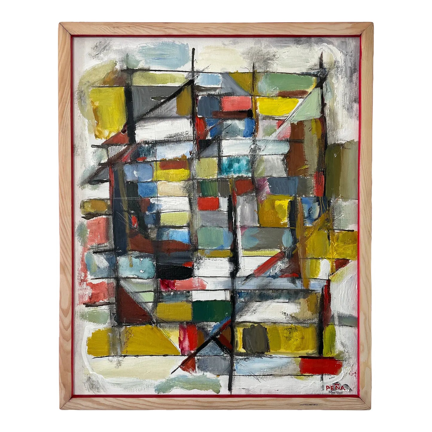 Framed Abstract Acrylic on Canvas by Francisco Peña 2025