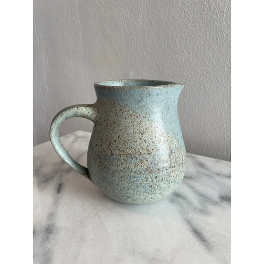 Handmade Studio Ceramic Pitcher With Light Blue-Gray Glaze