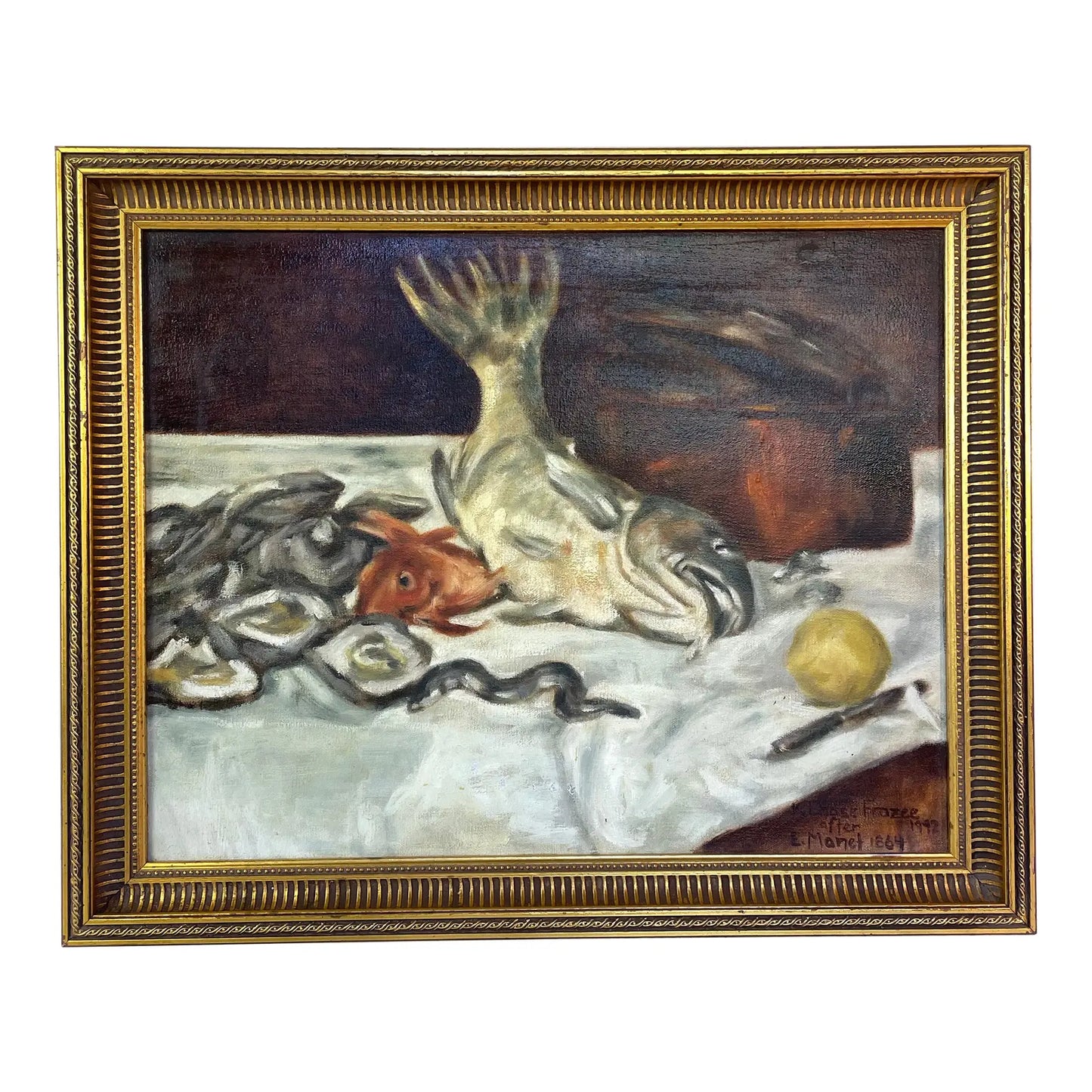 Karen Chase Frazee After Édouard Manet's Painting Titled Fish Still Life or Still Life With Carp