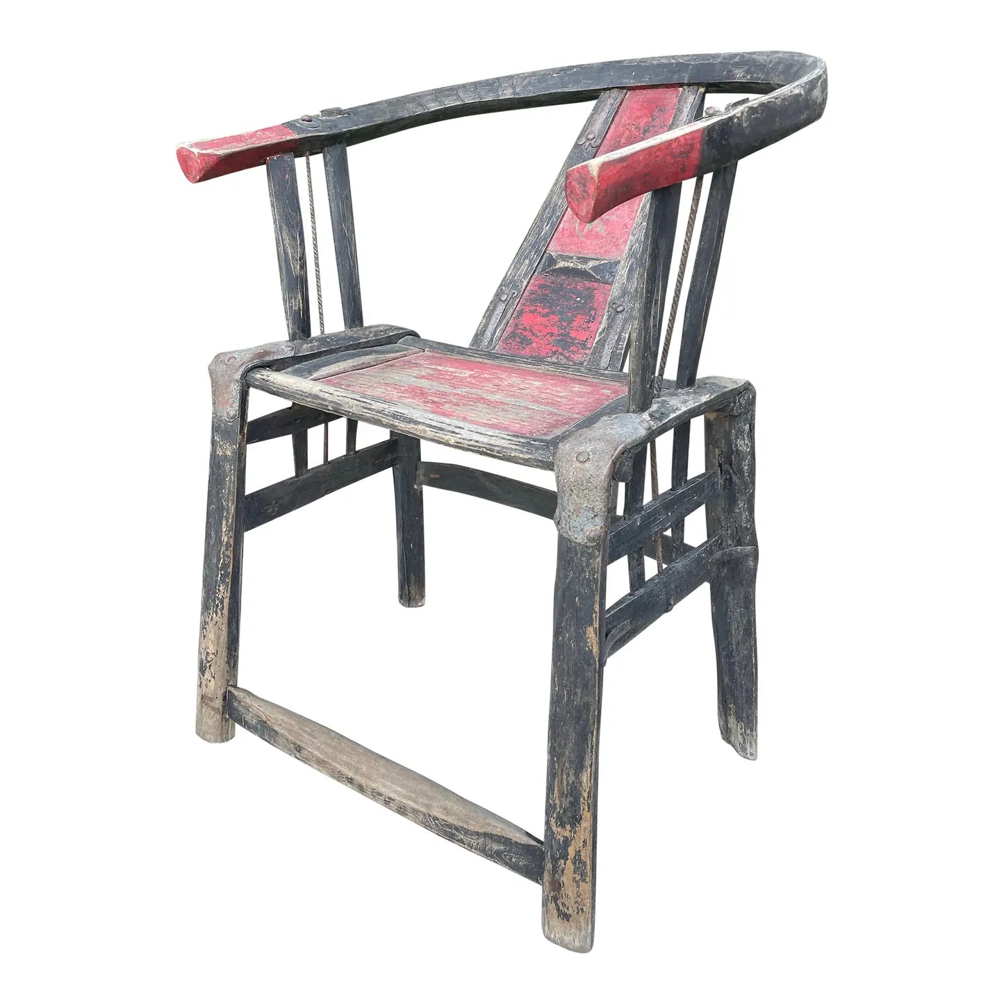 Late 19th-Early 20th Century Chinese Horseshoe Back Armchair