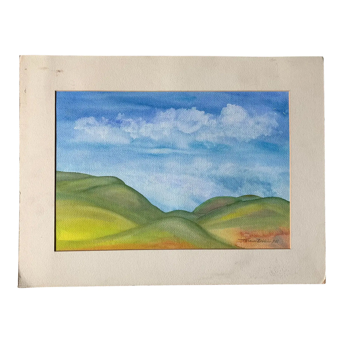 Late 20th Century Abstract Landscape Watercolor Painting by Frealon Norden Bibbins