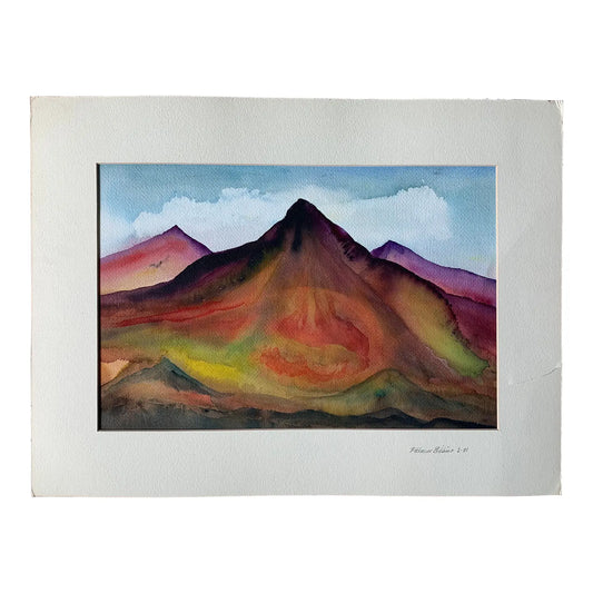 Late 20th Century Abstract Mountain Landscape Watercolor Painting by Frealon Norden Bibbins