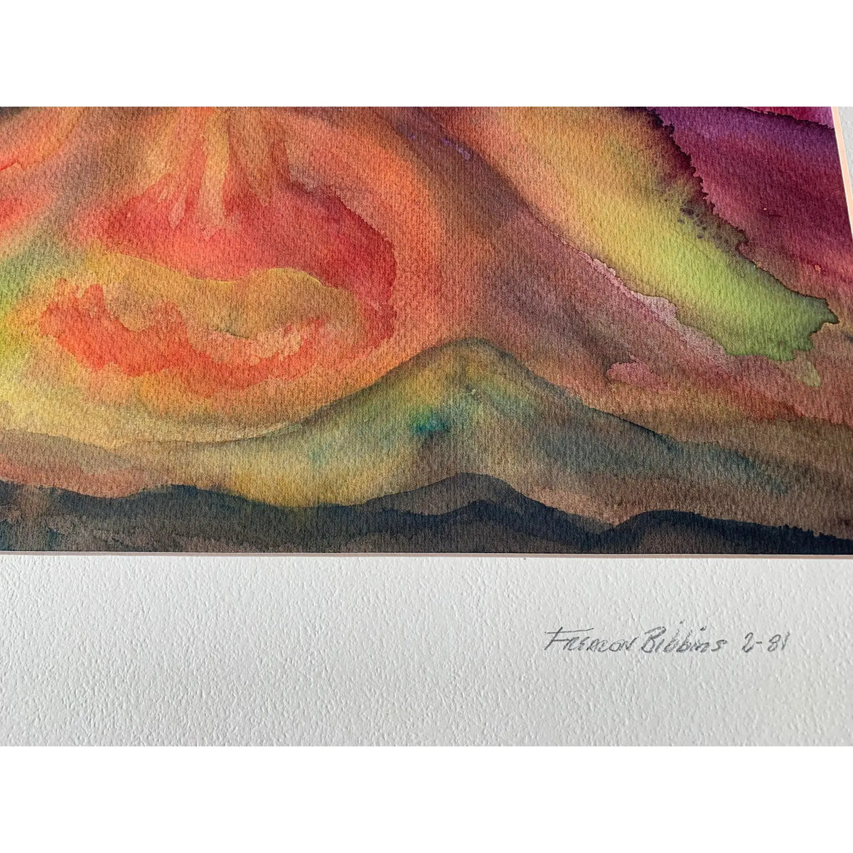 Late 20th Century Abstract Mountain Landscape Watercolor Painting by Frealon Norden Bibbins
