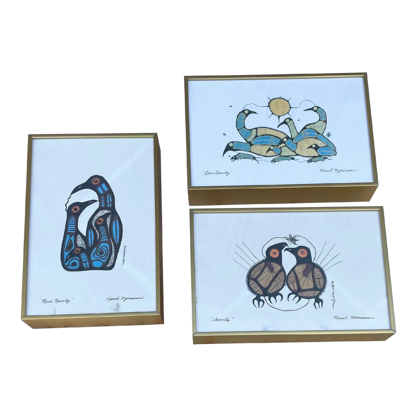 Late 20th Century Framed Norval Morrisseau Art Prints Set of 3