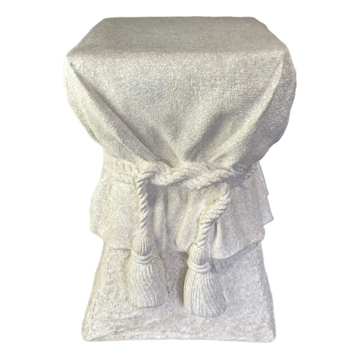 John Dickinson Style Plaster Faux Bois Draped Rope and Tassel Side Table
