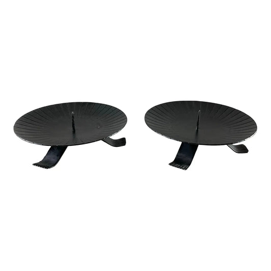 Mid 20th Century Austria Metalwork Pillar Candle Holders - A Pair