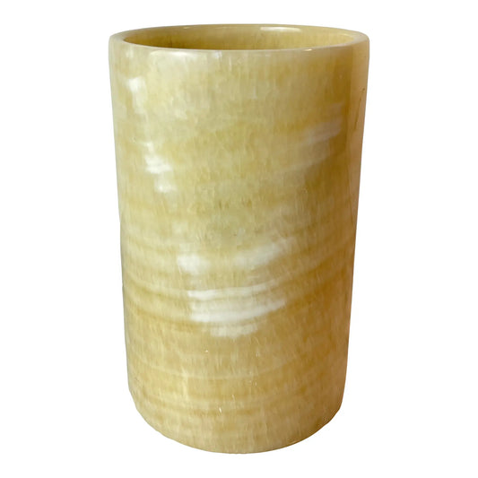 Mid 20th Century Cylinder Onyx Marble Vase or Candle Holder