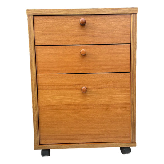 Mid 20th Century Danish Modern Teak Rolling File Cabinet