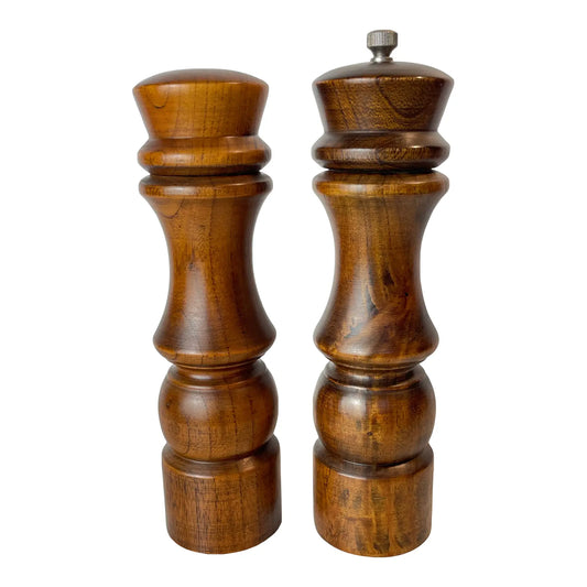 Mid 20th Century Goodwood Hardwood Salt & Pepper Shakers — Handcrafted Wood Tableware Set