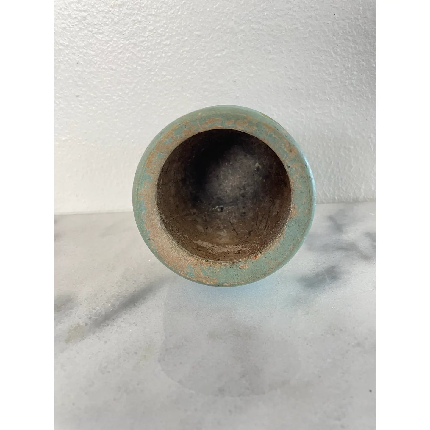 Mid 20th Century Handmade Folk Art Painted Meyer Pottery Vase With Button Bouquet Assemblage Sculpture