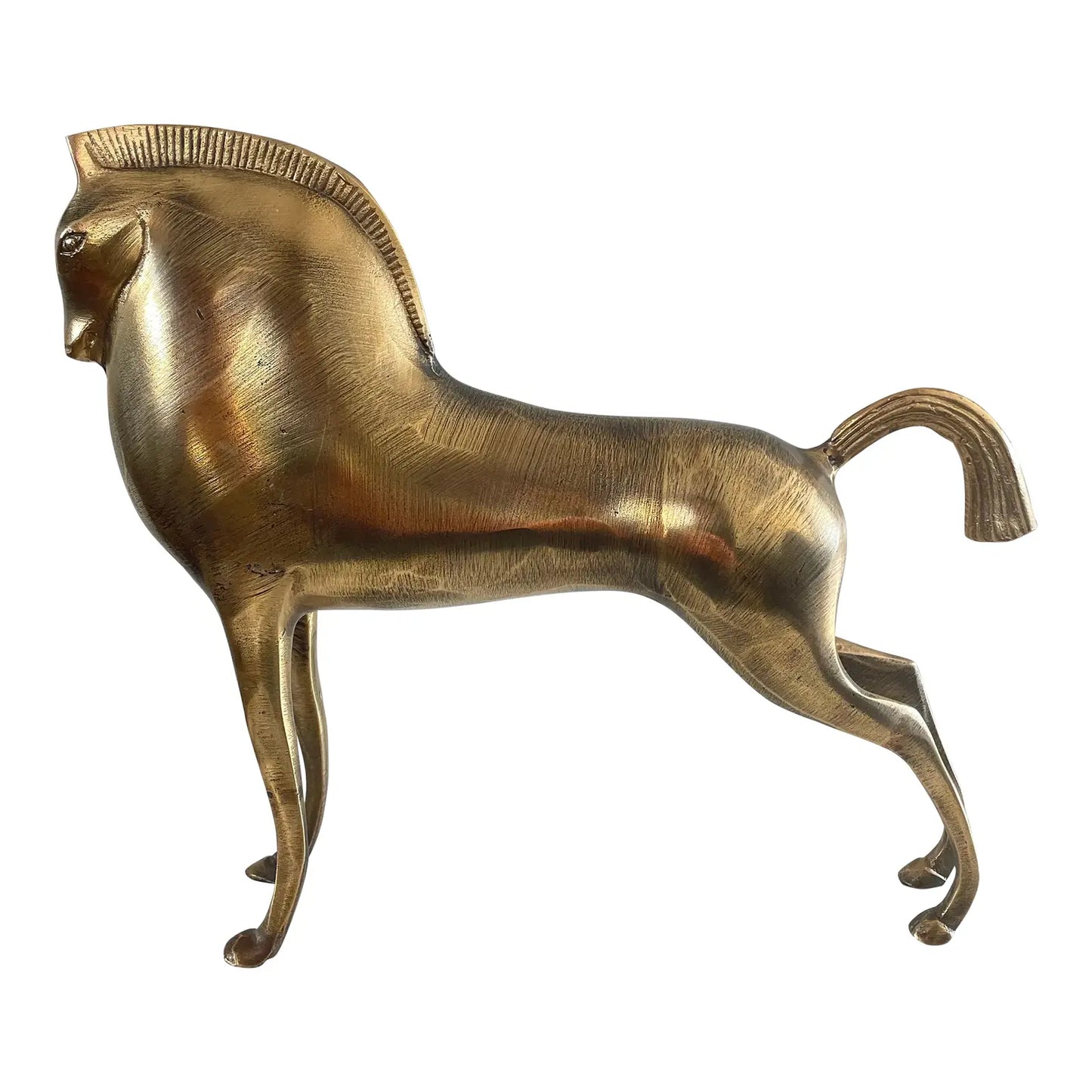 Mid 20th Century Metal Etruscan Horse Sculpture After Boris Lovet Lorski