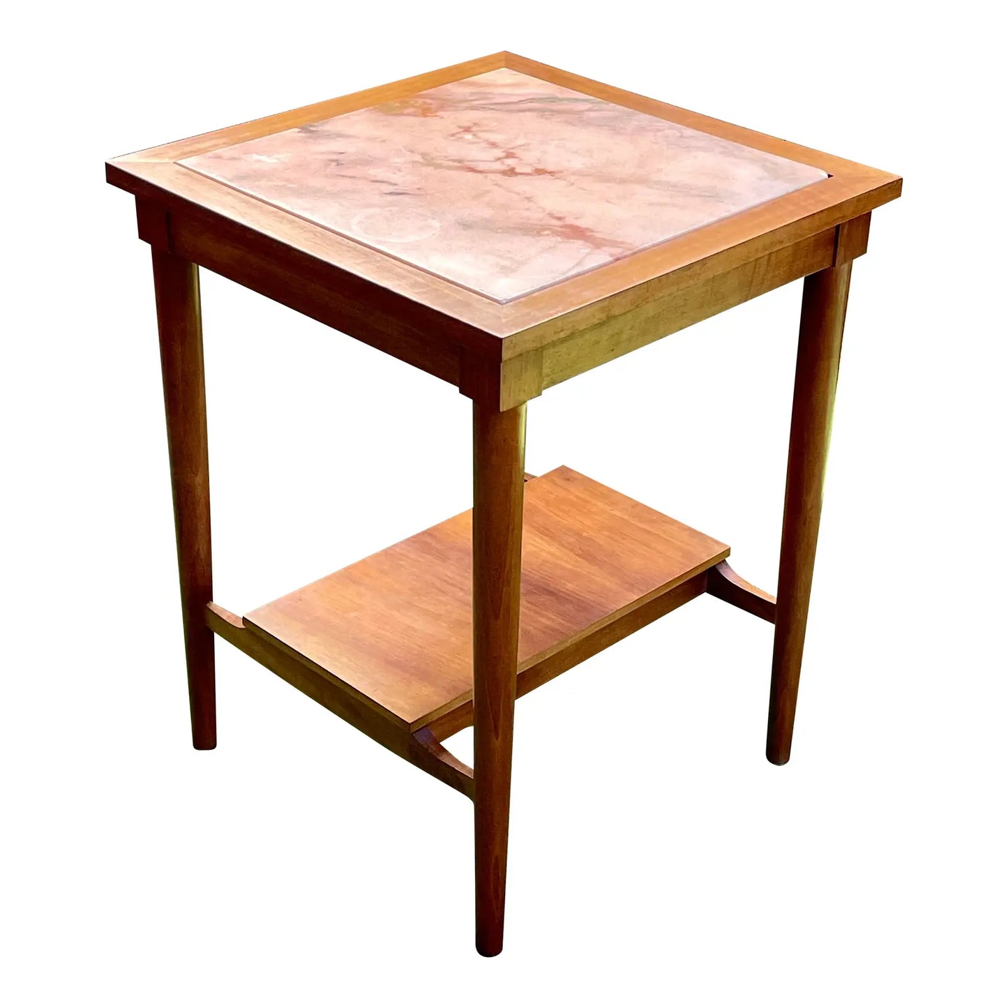 Mid 20th Century Mid-Century Modern Marble and Walnut Side Table