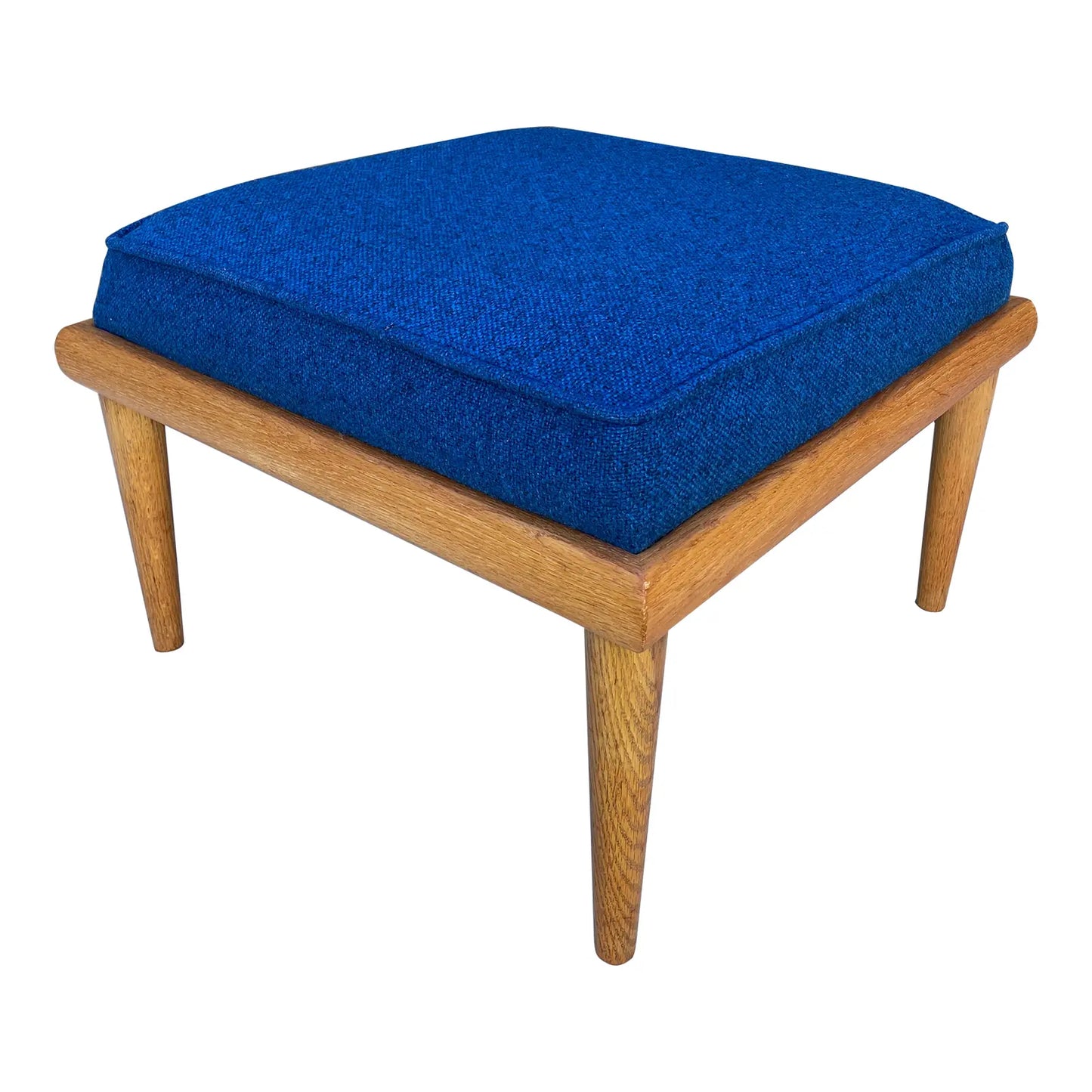 Mid 20th Century Mid-Century Modern Oak & Wool Ottoman