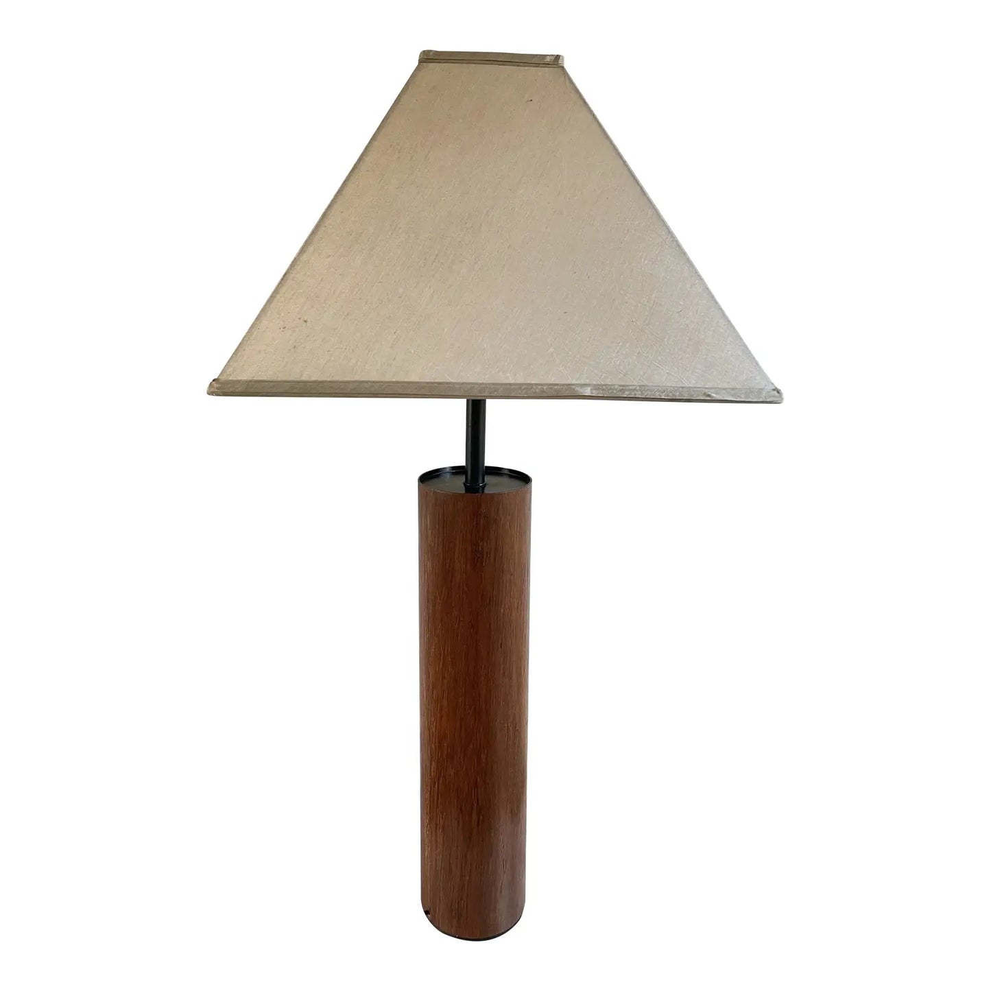 Mid 20th Century Minimalist Modern Walnut Cylinder Table Lamp